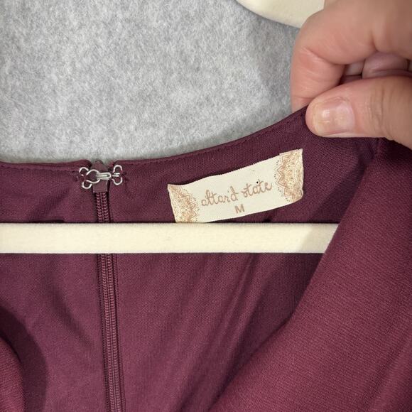 Altard State Dress Medium Burgundy Scalloped Pleated Academia Preppy Twee Career - Picture 7 of 12